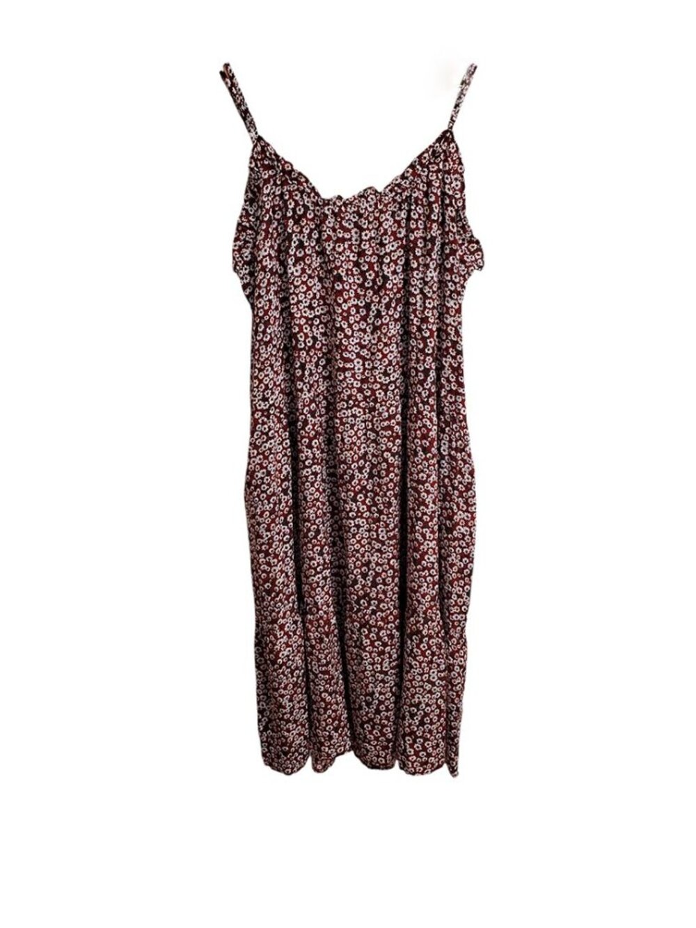NATURAL LIFE Maxi Dress L/XL Ditsy Floral Tiered Straps Pocket Cottagecore Boho